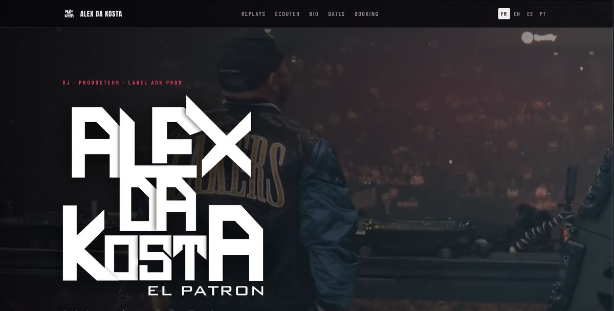 Page d'accueil du site Alex Da Kosta