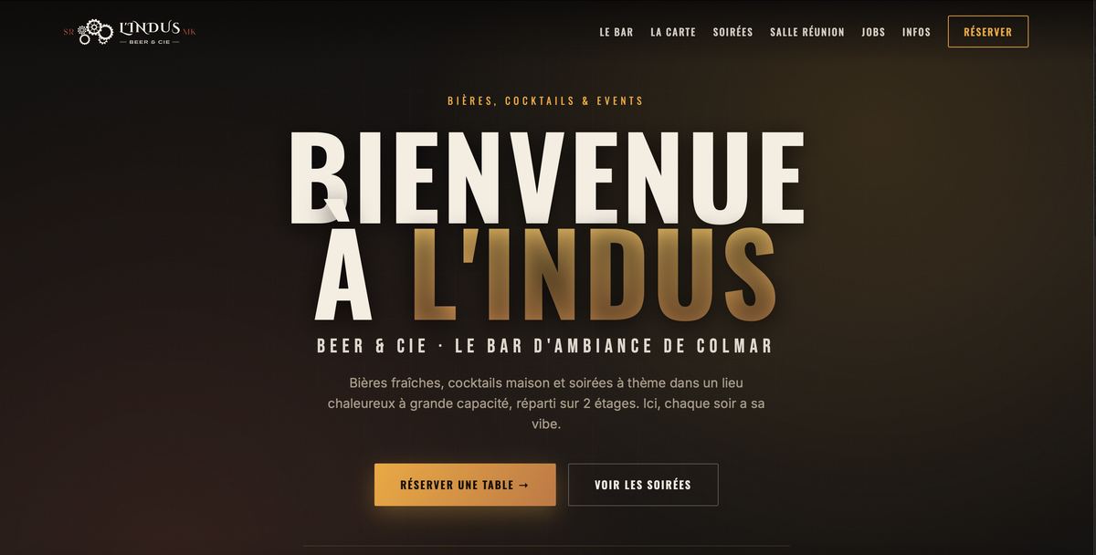 Page d'accueil du site L'Indus Beer et Cie