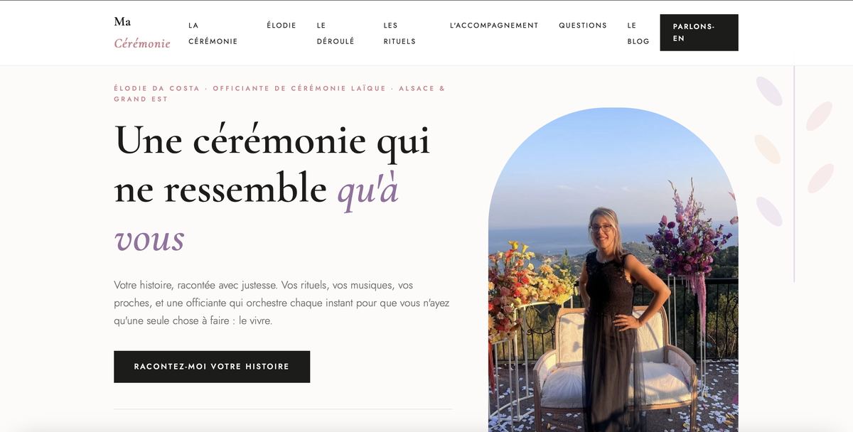 Page d'accueil du site Ma Cérémonie